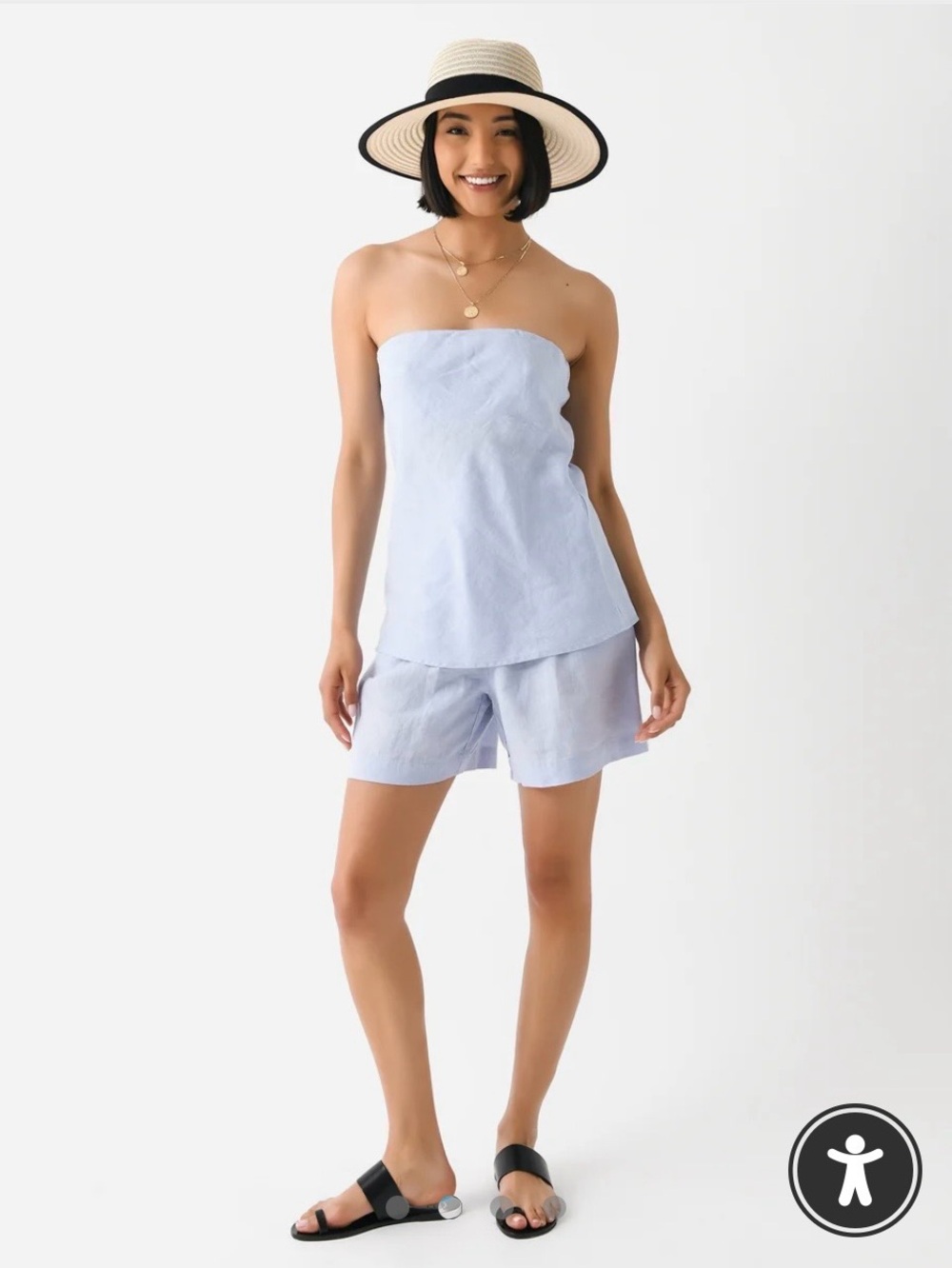 NWT DONNI The Linen Pleated Short shorts cloud blue